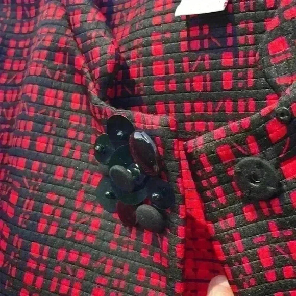 Ruby Rd. Women’s red black blazer with 1 embellished button closure 2 pockets - Picture 5 of 9